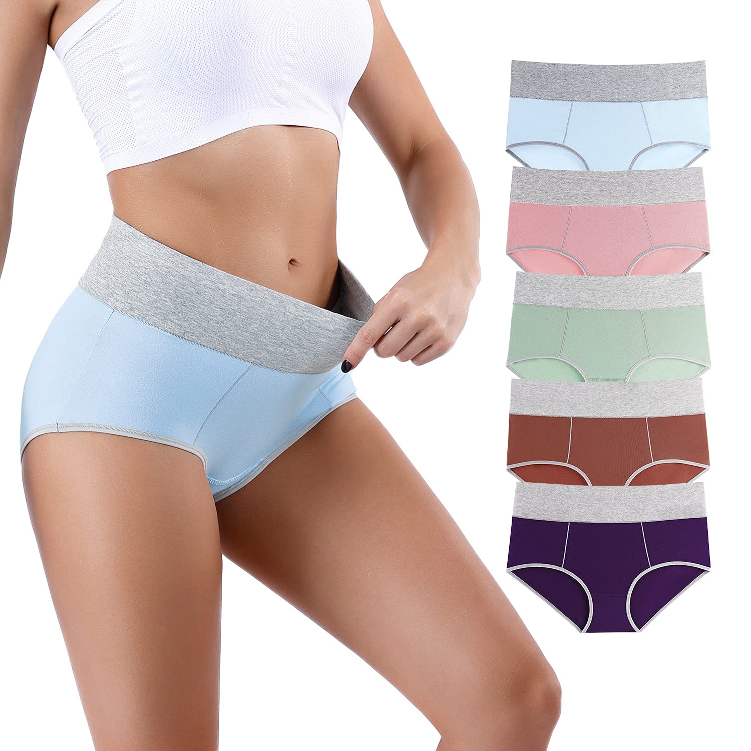 Honzadar, Women High Waist Underwear, Tummy Control Briefs, Postpartum Panties, 