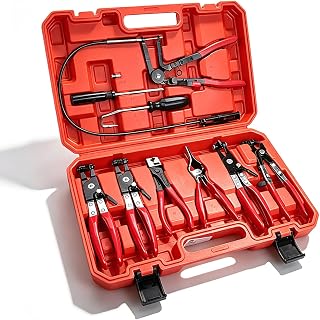 BARTOO 9PCS Hose Clamp Pliers Set, Automotive Hose Clamp Removal Tool Kit | Long Reach Flexible Pliers, Swivel Jaw &amp; Locking, For Coolant Radiator Heater and Water Hoses, Automotive Repair