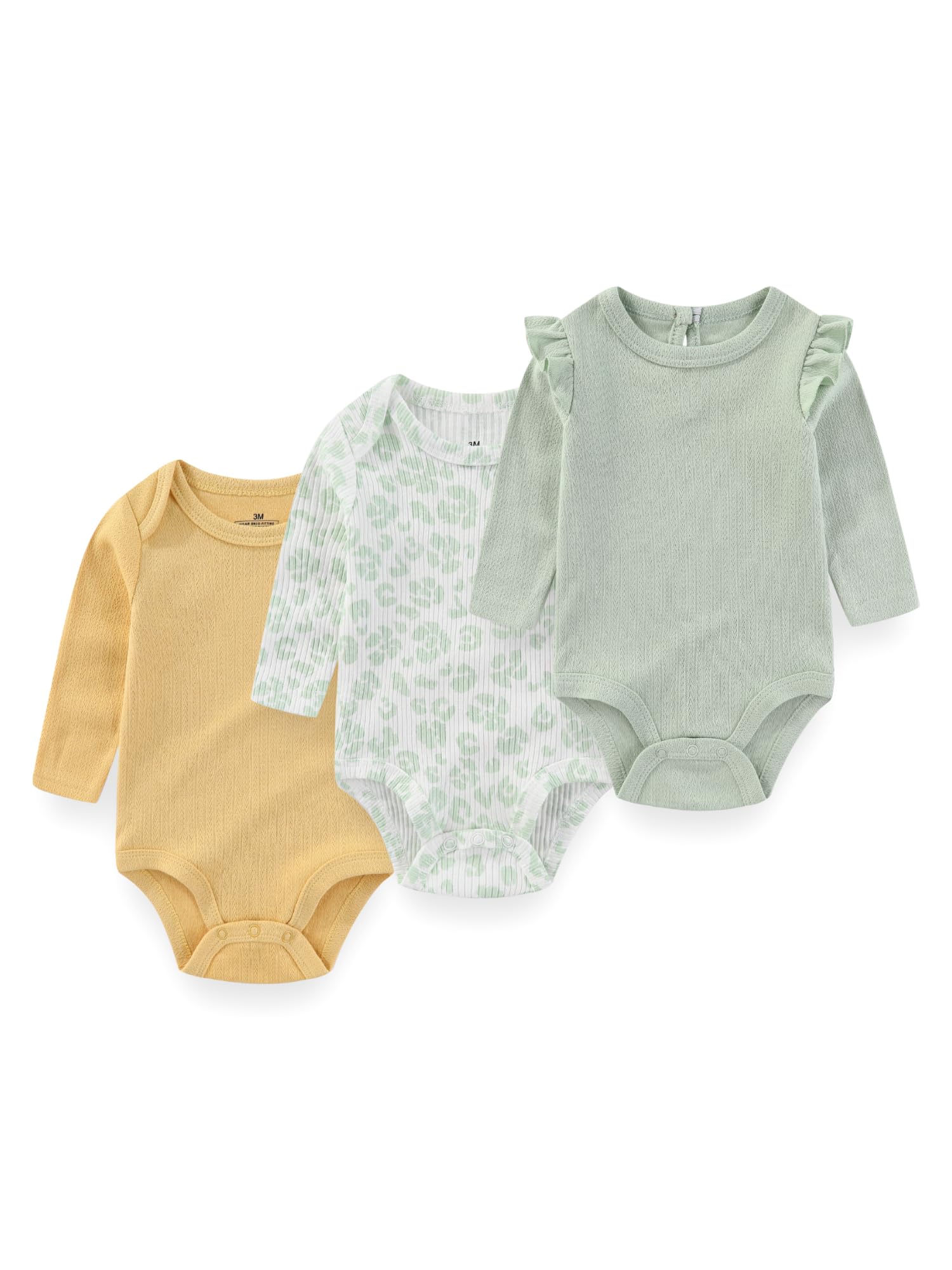 BIGBIGKISS Baby Long Sleeve Bodysuits 3Pack Cotton Baby Boy Girl Clothes