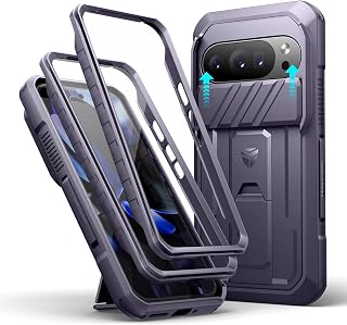 Dexnor for Google Pixel 10/10 Pro Case with Slide Camera Cover & 2 Front Frames & Built-in Screen Protector & Kickstand, Full-Body Shockproof Protective Cover Rugged Bumper Cases，Phantom Purple（2025）
