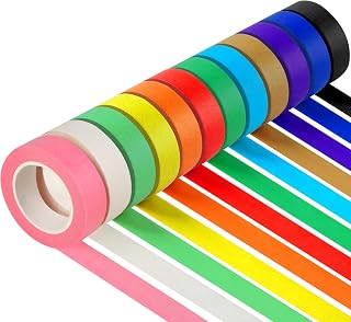Guirnd 12PCS Colored Masking Tape, Kids Art Supplies, DIY Craft Tape, Colored Tape Rolls, Colored Painters Tape, 1.7cm x 12m (2/3In x 13Yards)