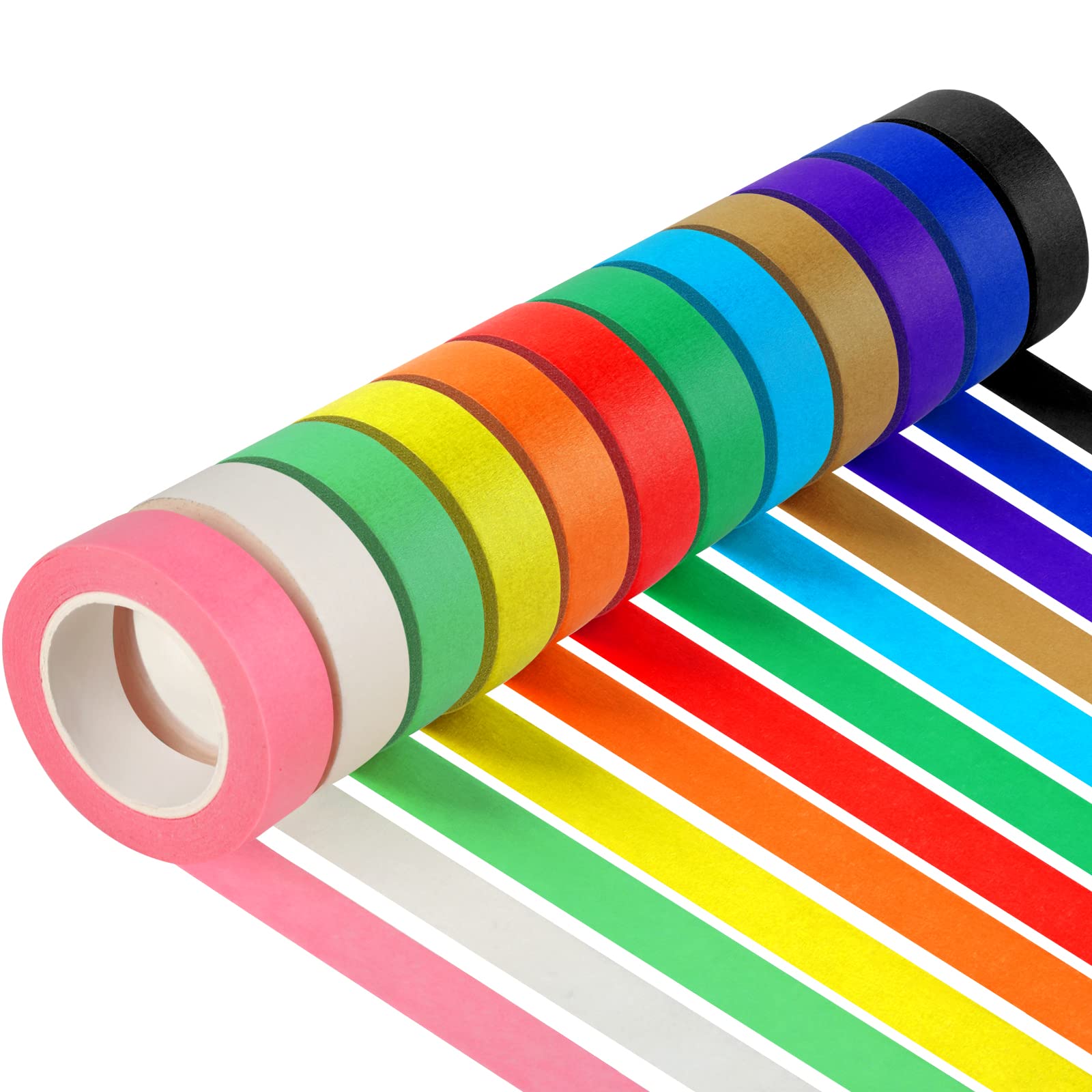 Guirnd 12PCS Colored Masking Tape, Kids Art Supplies, DIY Craft Tape, Colored Ta