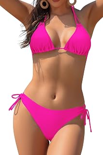 SHEKINI Women Triangle Halter Halter Swimwear Sexy Low Waist Two Piece Swimsuit