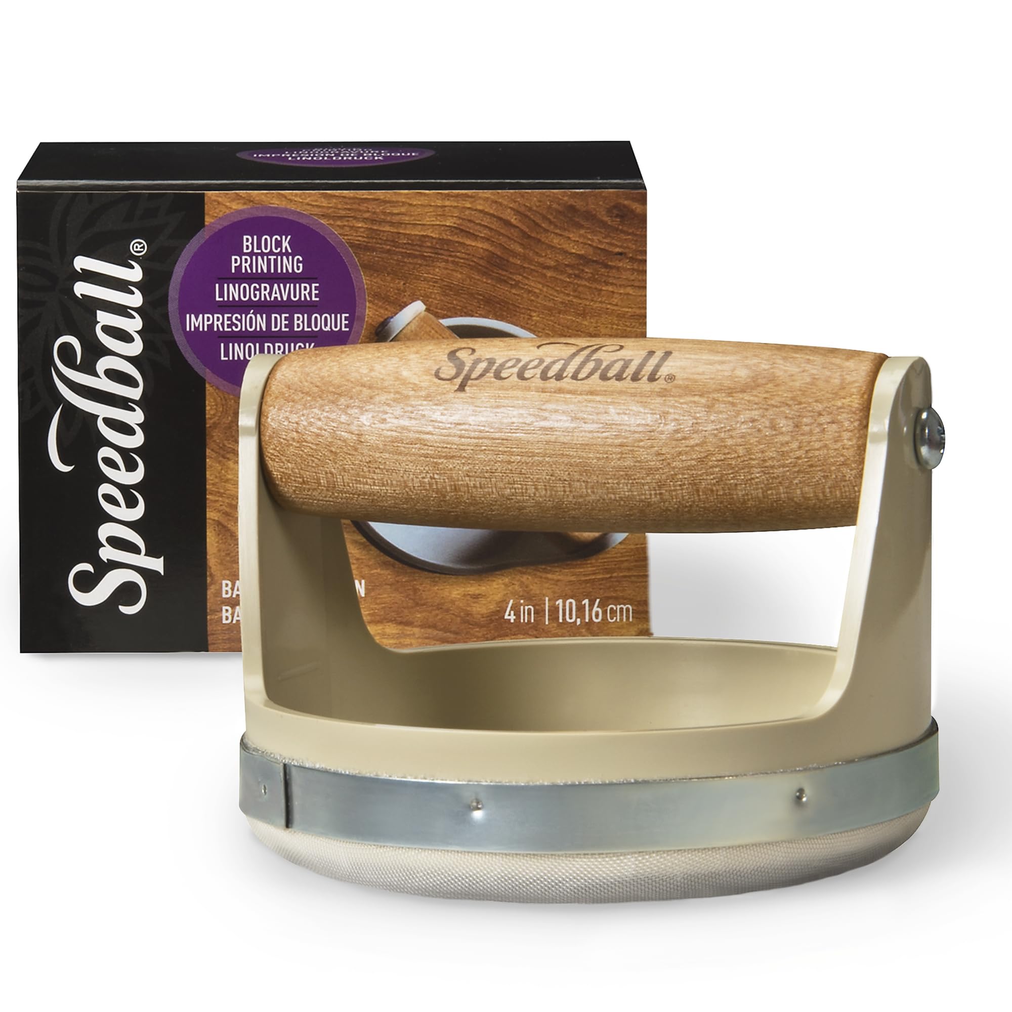 Speedball Block Printing Baren - Comfortable Wooden Handle, Made in the USA - 4 