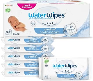 WaterWipes Sensitive Skin+ Newborn and Baby Wipes, 6 Packs