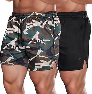 COOFANDY Men's 2 Pack Gym Workout Shorts Quick Dry Athletic Shorts 5 Inch Lightweight Sports Running Shorts with Pockets