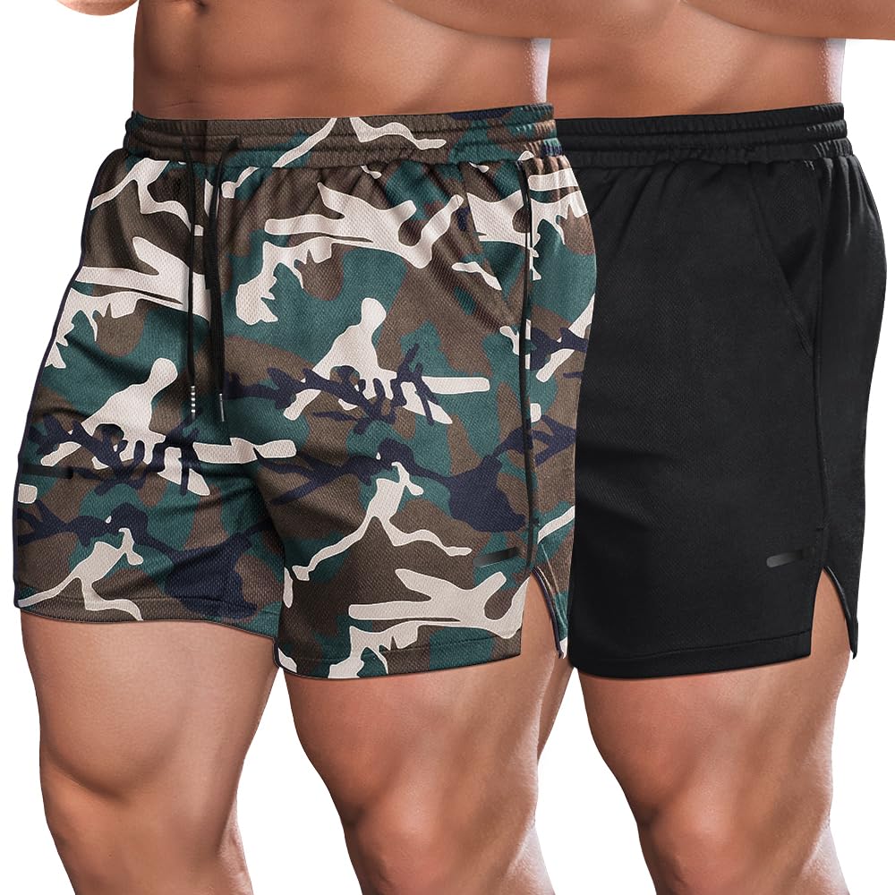 COOFANDY Men's 2 Pack Gym Workout Shorts Quick Dry Athletic Shorts 5 Inch Lightw