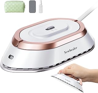 Newbealer Travel Iron Set, 100-240V Mini Dry Iron for Clothes (No Steam) | Max 300W, Heats in 60s, 302℉ Ceramic Soleplate, Handy Heat Press, 0.5lbs Lightweight for Quick Touch-ups Worldwide
