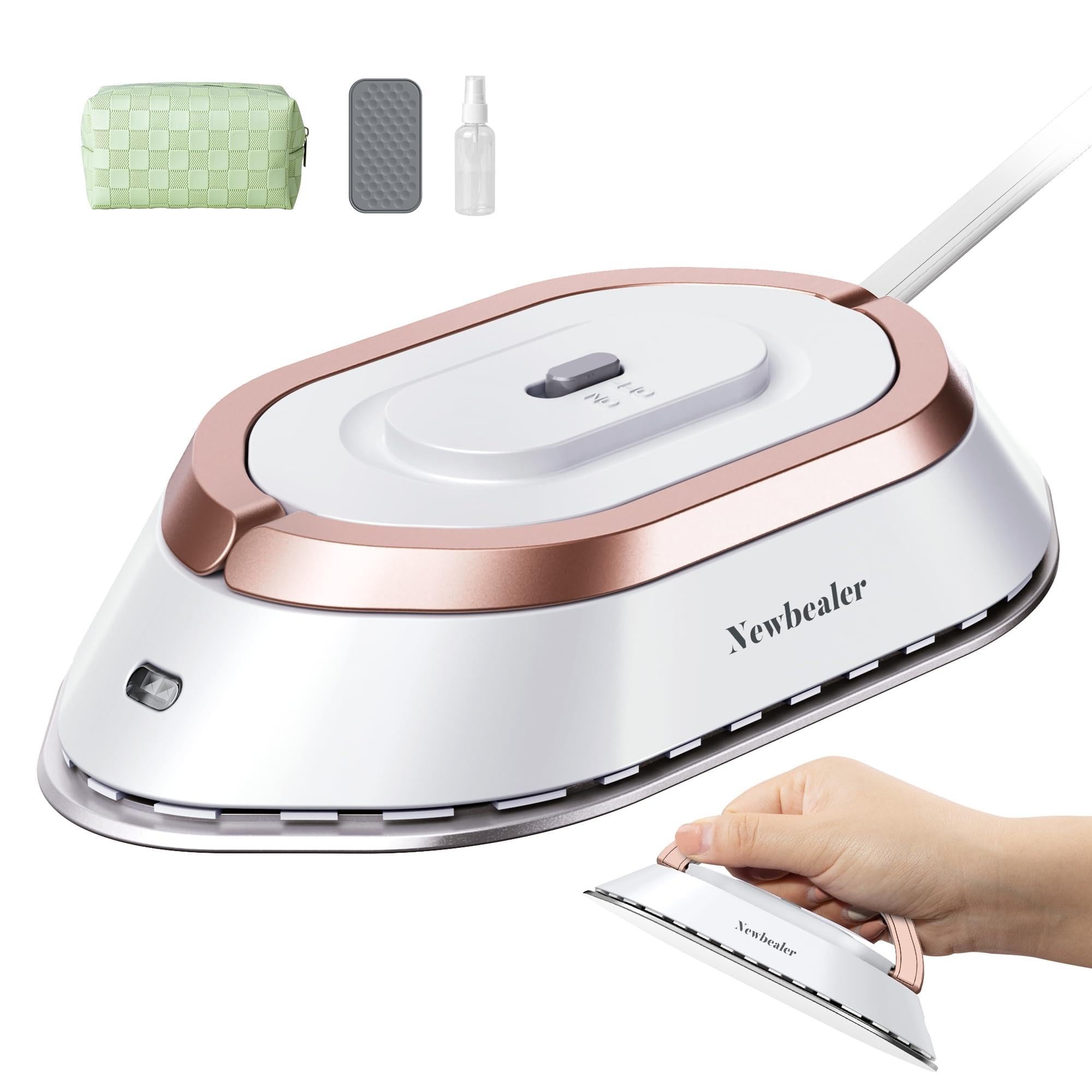 Newbealer Travel Iron Set, 100-240V Mini Dry Iron for Clothes (No Steam) | Max 3