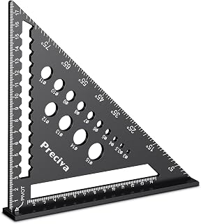 Speed Square with 14 Types of Drill Holes, 7inch Metric Triangle Ruler | Aluminum Alloy Carpenters Tools