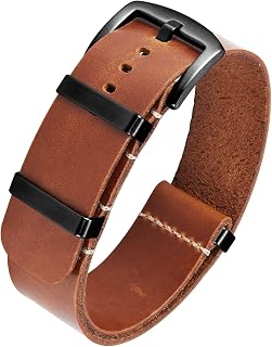 BINLUN Leather Watch Bands Replacement Strap for Crazy Horse Oil Leather Watch 18mm 19mm 20mm 21mm 22mm 24mm One Piece Straps for Men and Women with Silver/Black Buckle