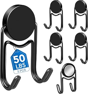 LOVIMAG Magnetic Hooks for Cruise Cabins Essentials 2026 Door Magnets 50LBS | 5 Pack Ship Walls Must Haves Classroom Strong Heavy Duty Metal Locker Decor magnet Decorations Fridge Organization Black