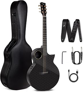 Enya X4 PRO 41-Inch Carbon Fiber Acoustic-Electric Guitar | Cutaway Design, AcousticPlus System, Built-In Effects, Onboard Tuner, Deluxe Hard Case, Ideal for Professional Stage Use