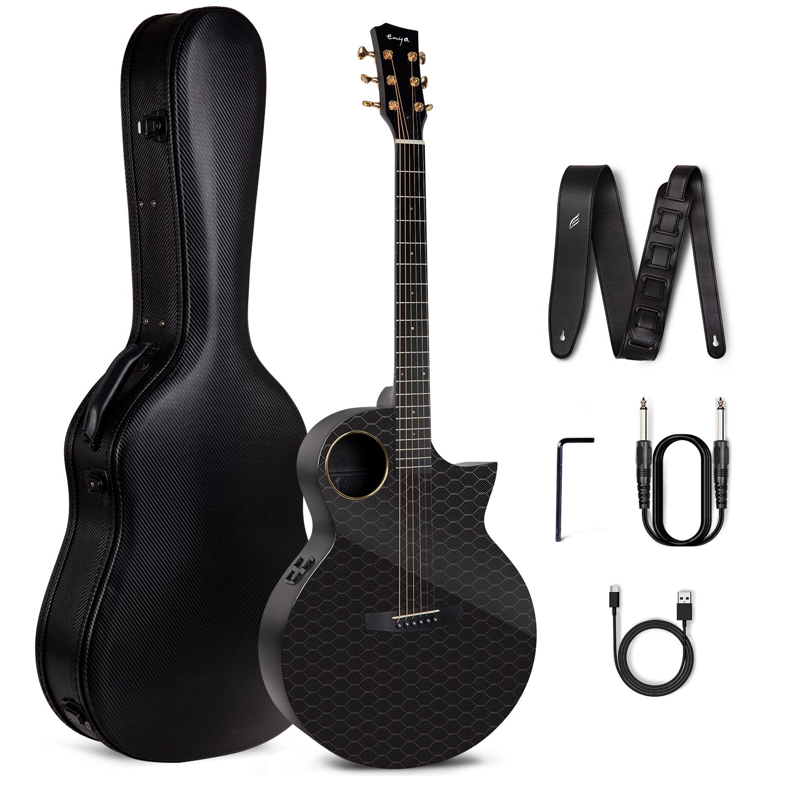 Enya X4 PRO 41-Inch Carbon Fiber Acoustic-Electric Guitar | Cutaway Design, Acou