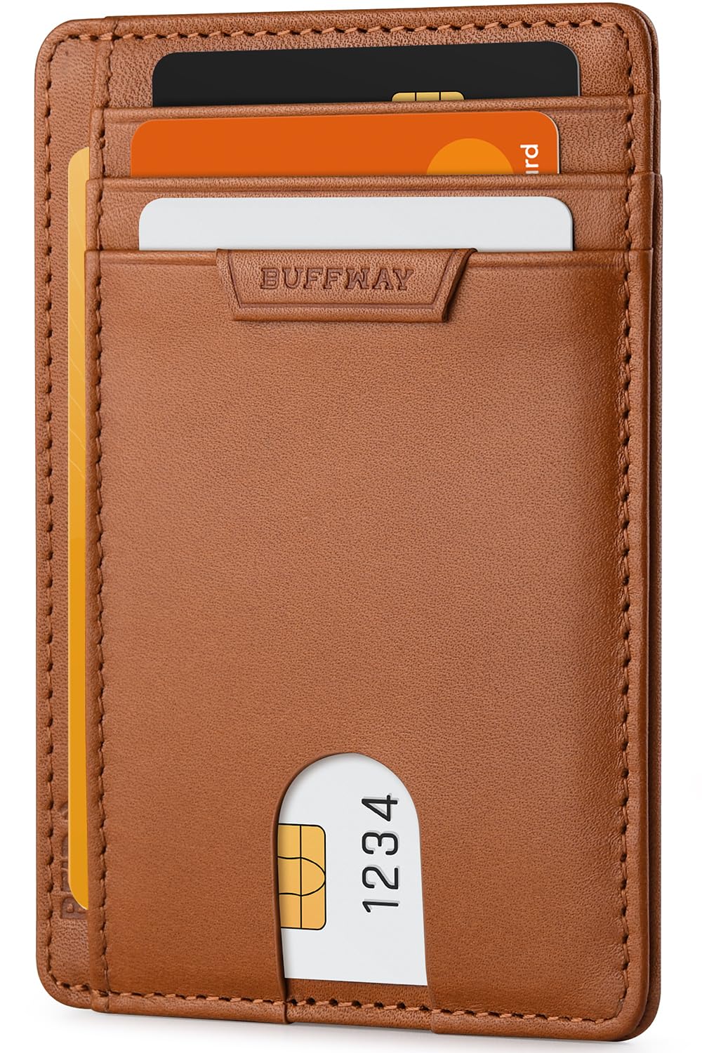 Buffway Slim Wallet for Men Women Minimalist Small Leather Front Pocket Wallets 