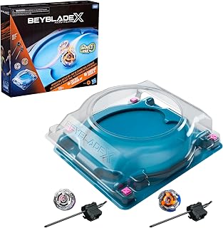 Beyblade X Infinity Rail Battle Set (Amazon Exclusive) | Beystadium Arena, 2 Right-Spinning Takara Tomy Battling Tops Game Toys, 2 Launchers, Ages 8+