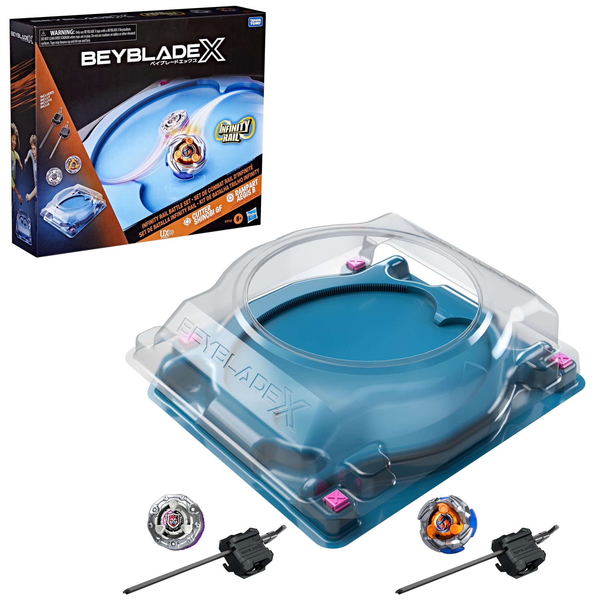 Beyblade X Infinity Rail Battle Set (Amazon Exclusive) | Beystadium Arena, 2 Rig