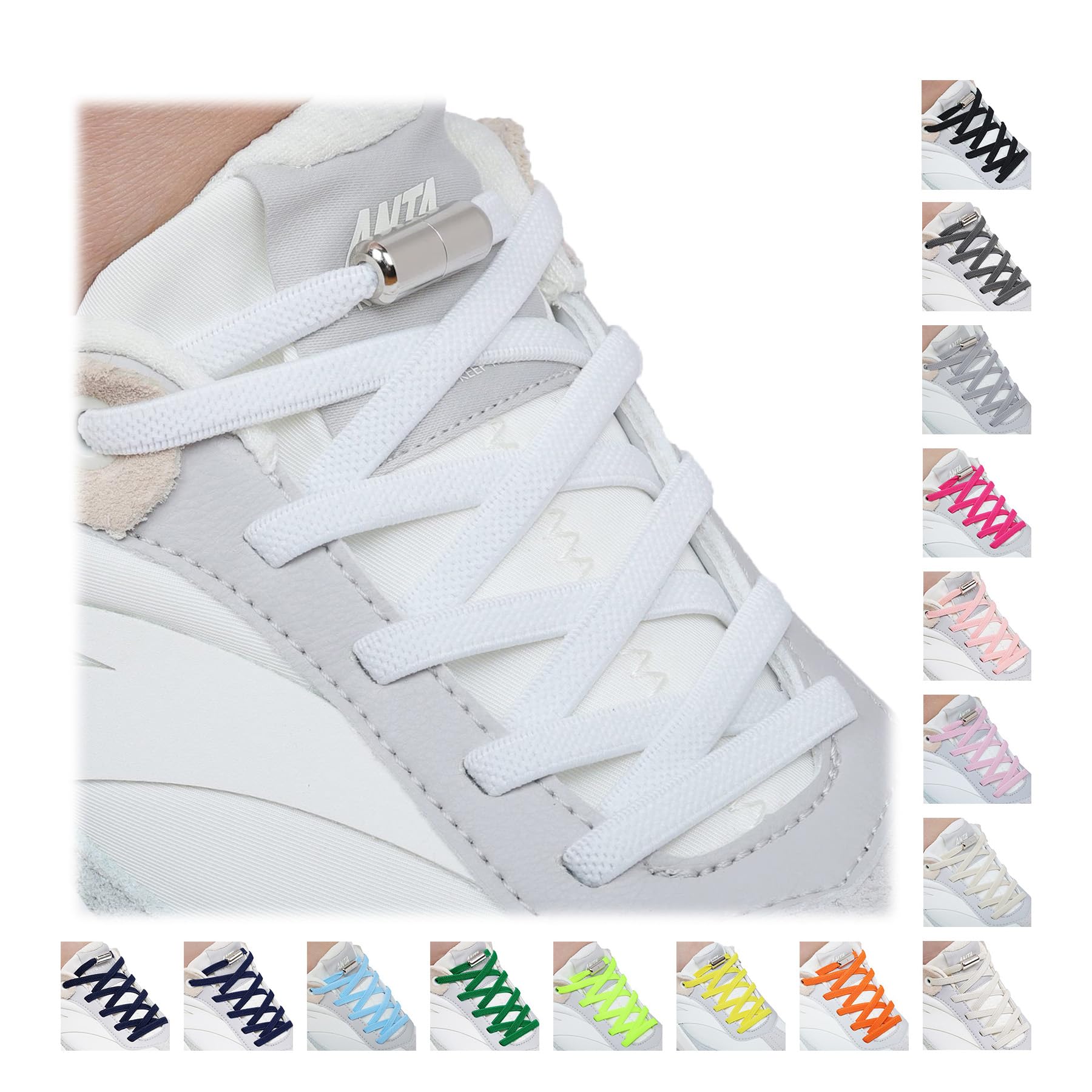 Handshop 2 Pairs Elastic Laces, No Tie Shoelaces for Trainers | Adults/Kids Trai