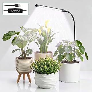 Plant Grow Light,48LED White Red 6000K Full Spectrum Gooseneck Growing Lamp | with Timer 4 8 12Hrs & 5 Brightness Settings for Succulents, Bonsai, Potted Small Plants, 1 Pack