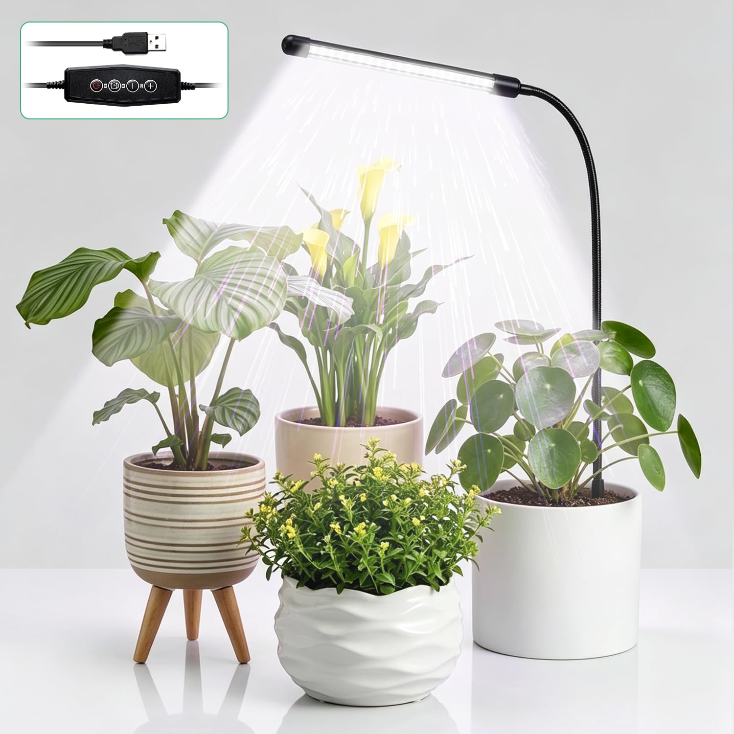 Plant Grow Light,48LED White Red 6000K Full Spectrum Gooseneck Growing Lamp | wi