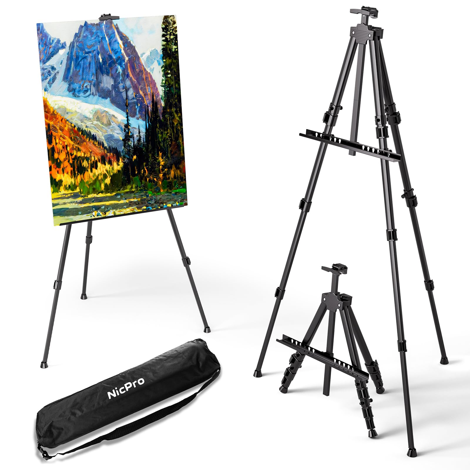 Nicpro Painting Easel Stand for Display Sign, Adjustable Height 17" to 66" | Por