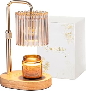 Candeldo Gold Candle Warmer Lamp with Timer, Birthday Gifts for Women Mum | Wax Melt Lamp, Height Adjustable, Dimmable, Gift for Her, House Warming, Birthday Present, Modern Home Decor, with 2 Bulbs