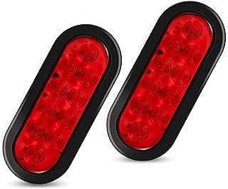 RUNHWEE 6" Oval LED Trailer Lights Kit, 2PCS Waterproof Stop/Turn/Brake Tail Lights with 10 LED Markers for Truck, RV, Boat, Trailer (Red) DOT Compliant