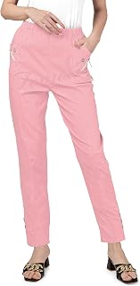 femiss Womens Trousers Elasticated High Waist Relax Fit Ladies Full Length Casual Everyday Soft Stretchy Lightweight Pants
