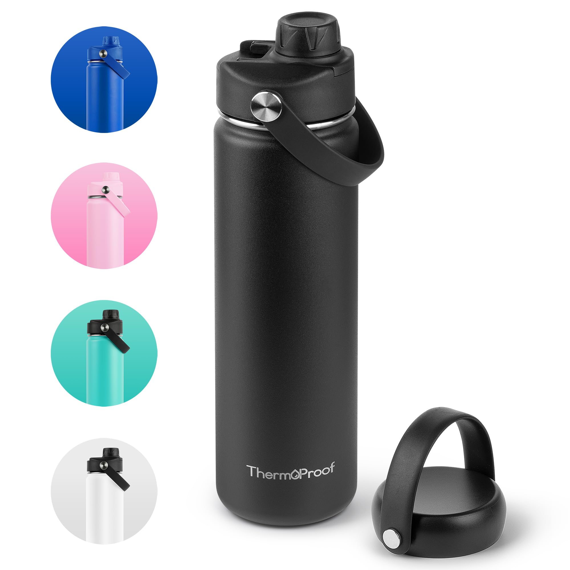 ThermoProof Double-Walled Vacuum Insulated Stainless Steel Water Bottle - Wide M