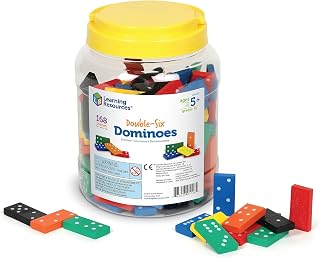 Learning Resources LER0287 Double-six Dominoes in Bucket, Teaching aids, Math Classroom Accessories