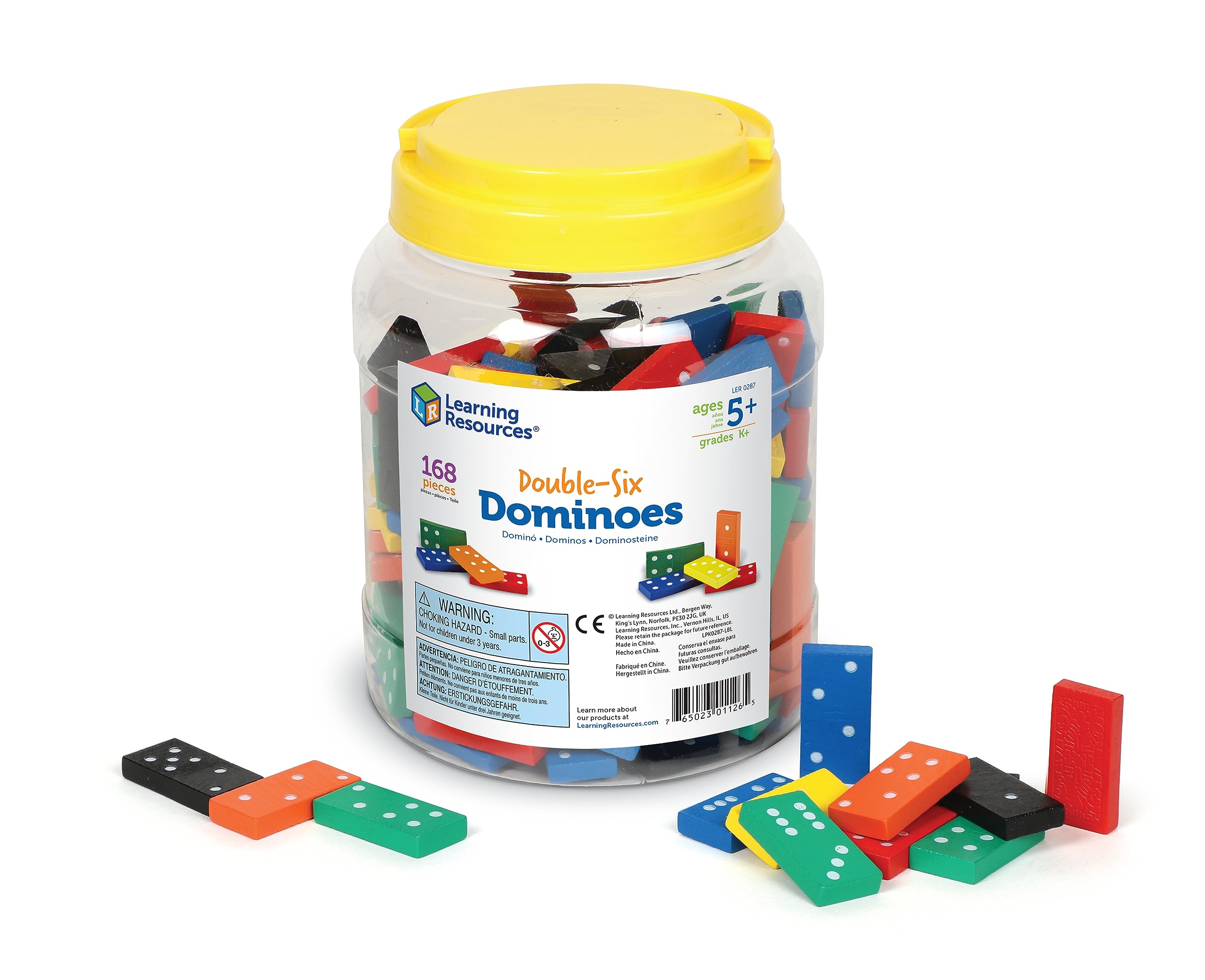 Learning Resources LER0287 Double-six Dominoes in Bucket, Teaching aids, Math Cl