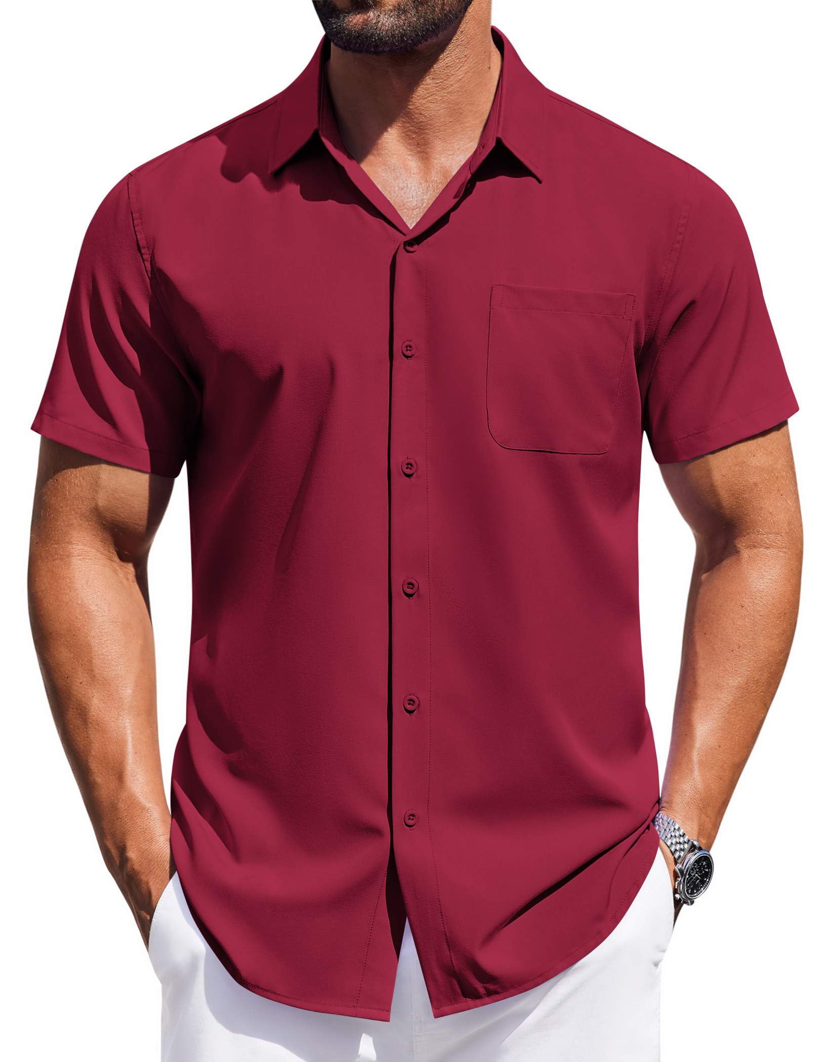 COOFANDY Men's Short Sleeve Button Down Shirt Regular Fit Casual Work Shirt with