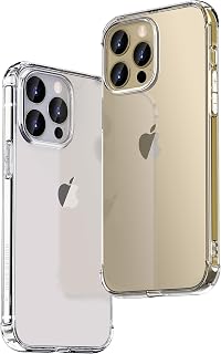 ONES Transparent Cover for iPhone 14 Pro, Shock-Proof Airbag, Resonance Speaker, Military Protection for Camera Screen, Anti-Slip, Hole Strap, Thin Soft Silicone Case