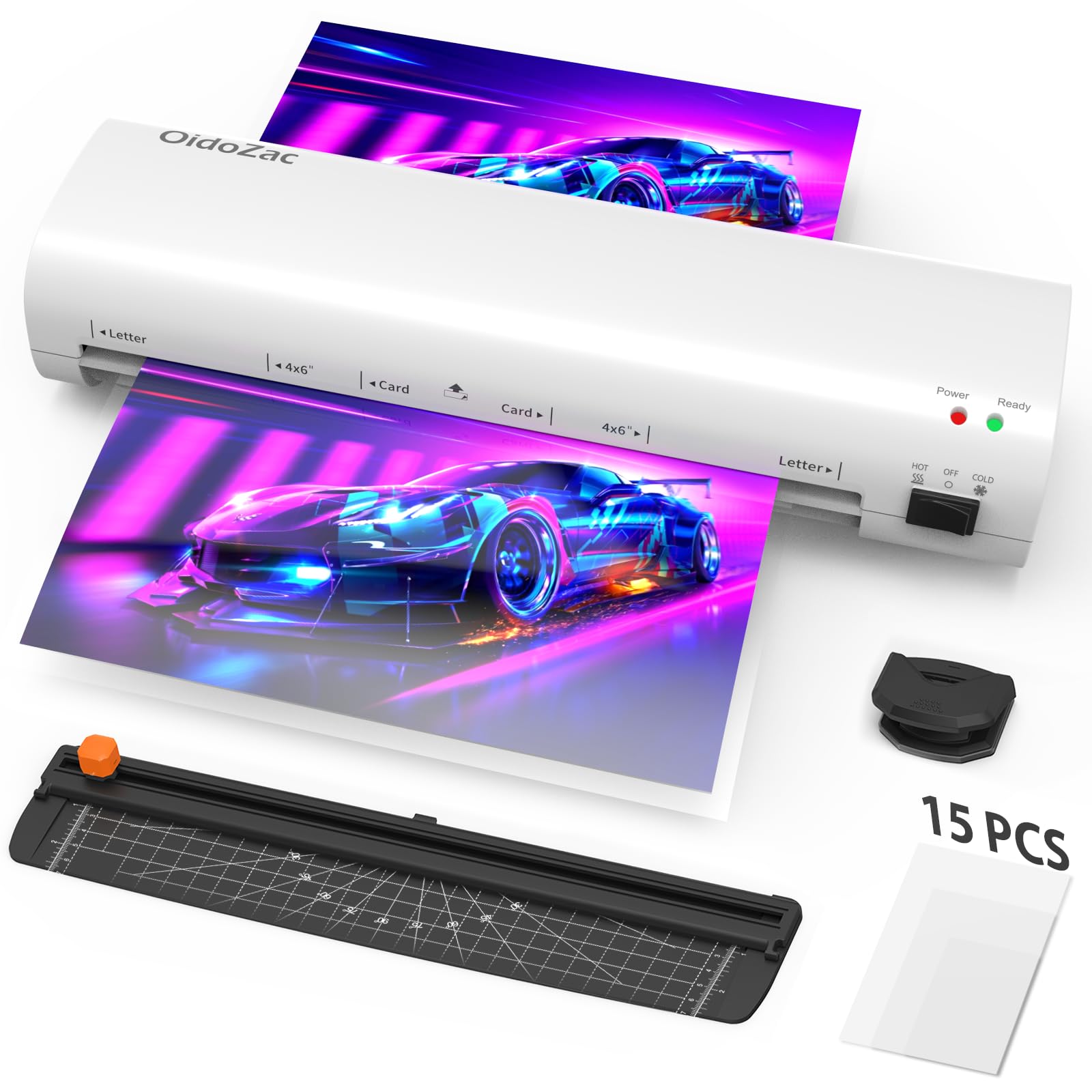 A4 Laminator, 4 in 1 Hot and Cold Laminating Machine with 15 Laminating Pouches,