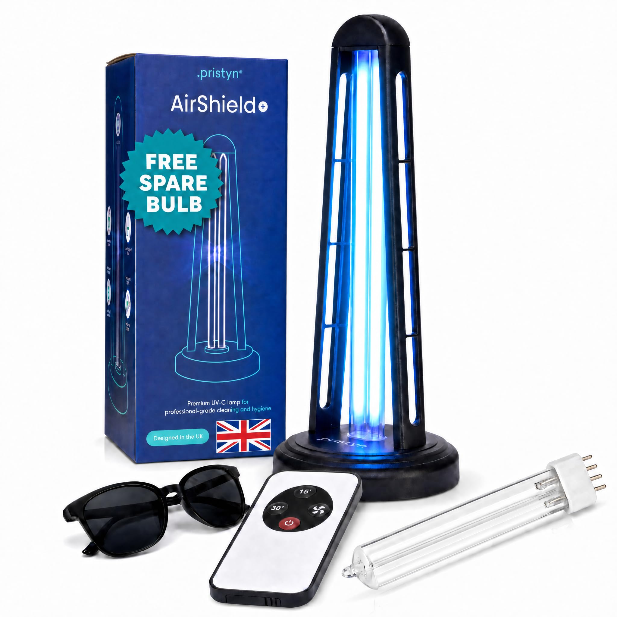 Pristyn AirShield+ UV Light Sanitizer for Whole Room, UVC Lamp with Remote Contr