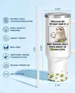 34HD Funny Sloth Old Sarcastic 40 oz Tumbler with Handle, Sloth Lover Gift