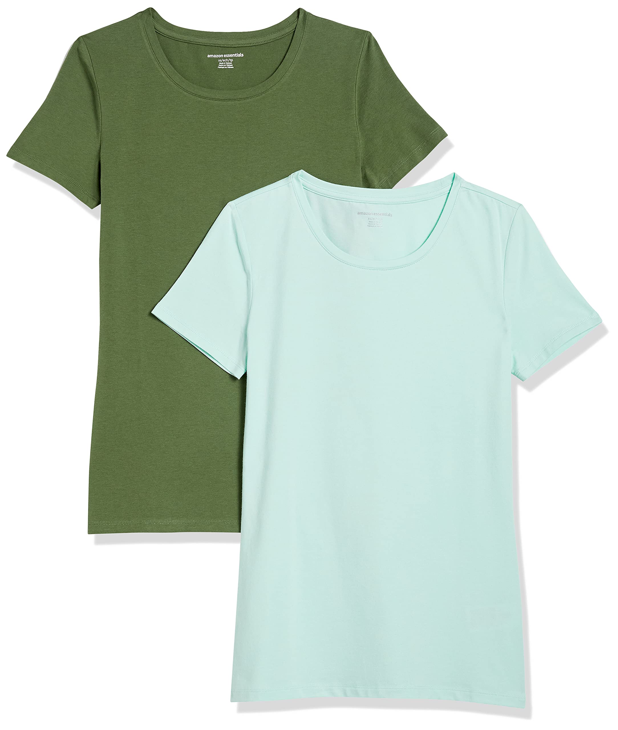 Amazon Essentials T-Shirt Girocollo a Maniche Corte da Donna in Cotone, vestibil