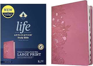 KJV Life Application Study Bible, Third Edition, Large Print (LeatherLike, Peony Pink, Indexed, Red Letter)