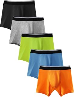 TIICHOO Incontinence Underwear for Boys 30ml Absorbency Washable Leak Proof Boxer Briefs for Kids 5 Pack