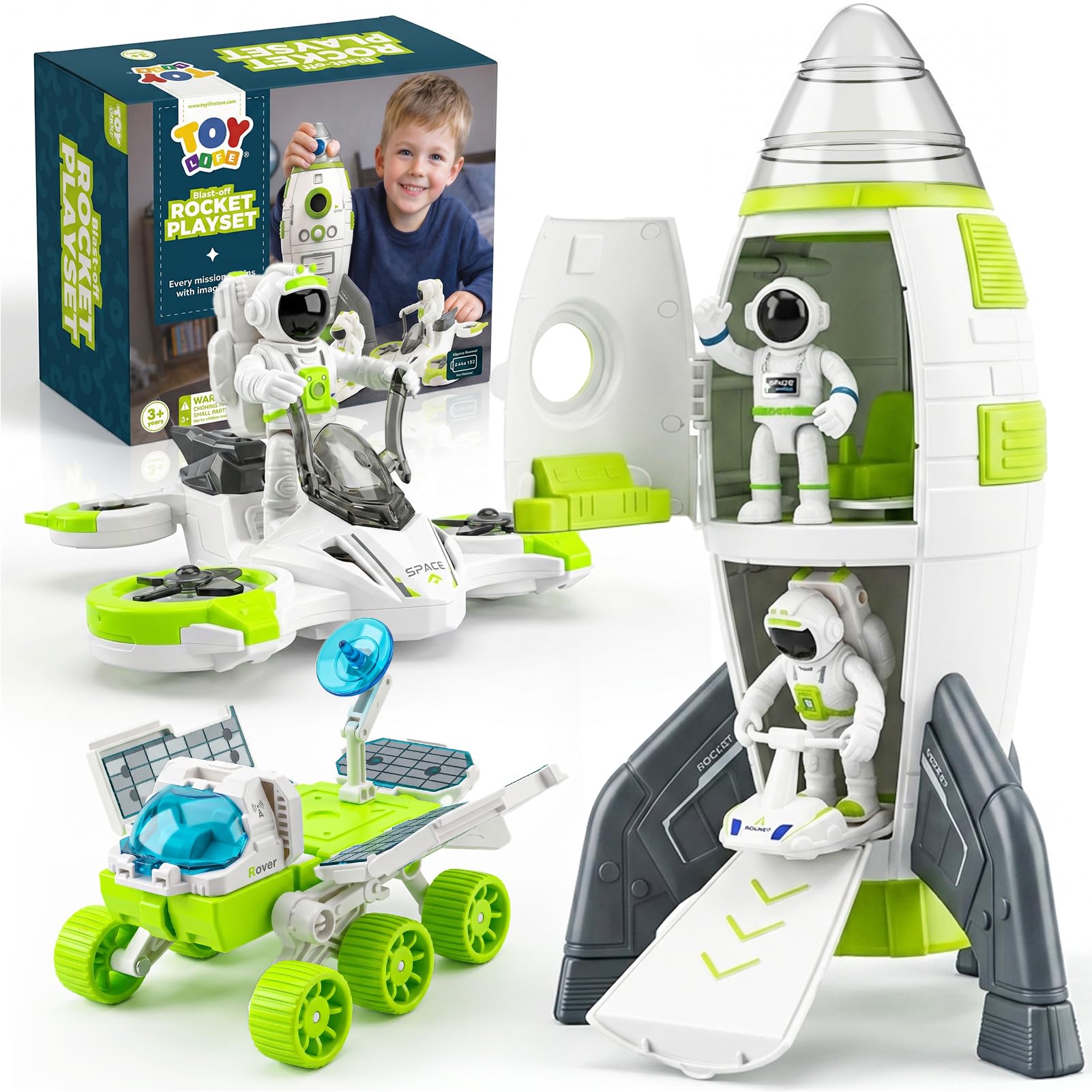 TOY Life Space Rocket Toy for Kid, Shuttle with Astronaut Spaceship Planet and C