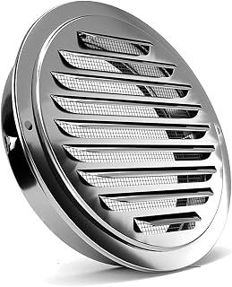 2 Pack of Stainless Steel Air Vents, PartsExtra Louvered Grille Cover Vent Hood Flat Ducting Ventilation Air Vent Wall Air Outlet with Fly Screen Mesh (4.7inch)