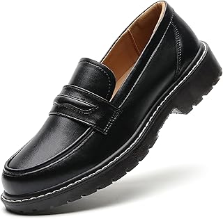 XMM Black Loafers for Women Chunky Loafer Shoes Penny Loafers Flats Lug Sole Lightweight Slip On Ladies Shoes Business Casual Dressy Comfortable Office Shoes