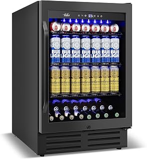 Velivi 24'' Beverage Refrigerator Under Counter Built-In and Drink Fridge | Cooler with Glass Door for Soda, Beer, Water, and Milk - For Kitchen, Bar or Office