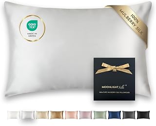 100% Silk Pillowcase 50x75 cm 22 Momme Mulberry Silk Gloss Grade 6A Oeko Tex Certified Moisturized Skin Wrinkle Resistant (Silver)