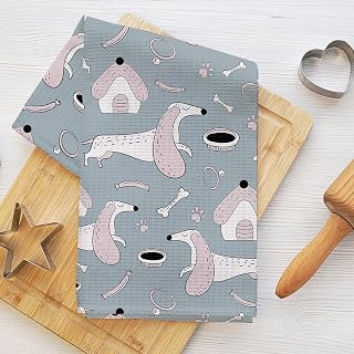 Cartoon Dachshund Kitchen Towel, Kitchen Laundry Cloth, Soft Microfiber Decorative Tea Towel, Dish Towel Hand Towel, Bathroom, Home Farmhouse, Dog Lover Gift