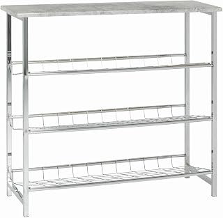 Haku Möbel Shoe Rack, Metal, Chrome/Concrete Optics, 11 x 86 x 81 cm
