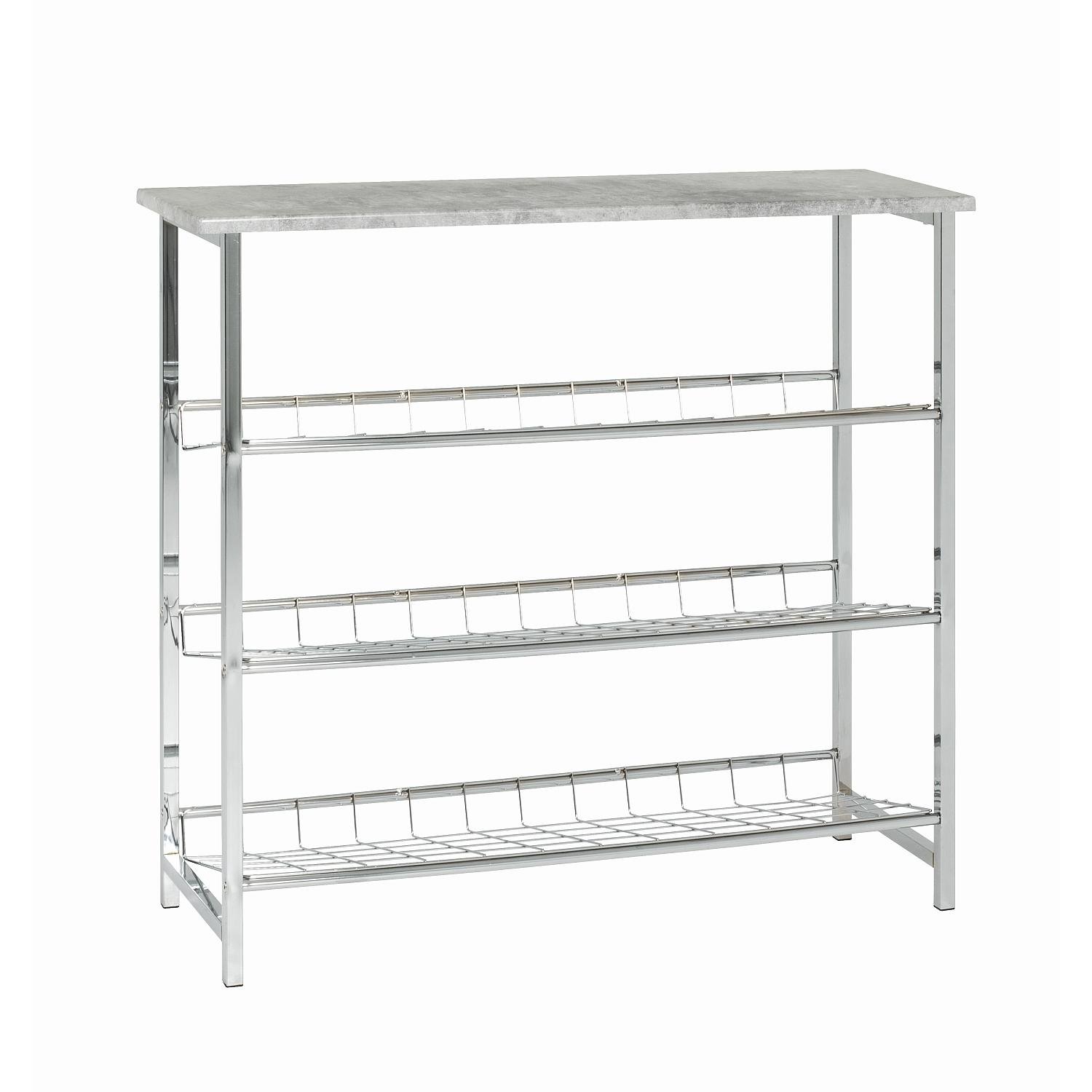 Haku Möbel Shoe Rack, Metal, Chrome/Concrete Optics, 11 x 86 x 81 cm