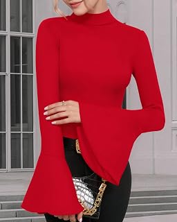 Women's Long Sleeve Mock Neck Bell Sleeve Leotard Outdoors