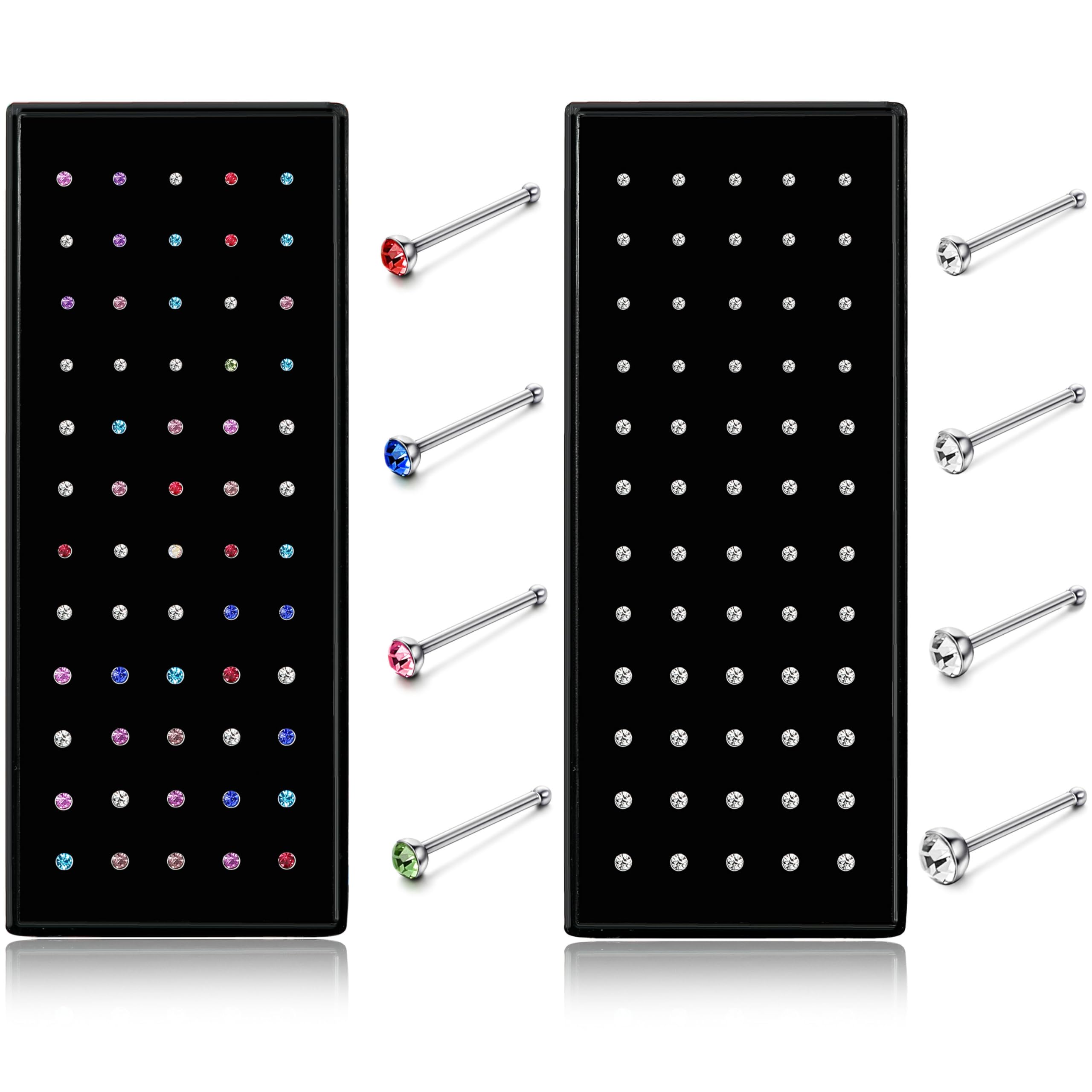 Dochais Hypoallergenic Nose Studs for Women Men 316L Stainless Steel Silver | CZ