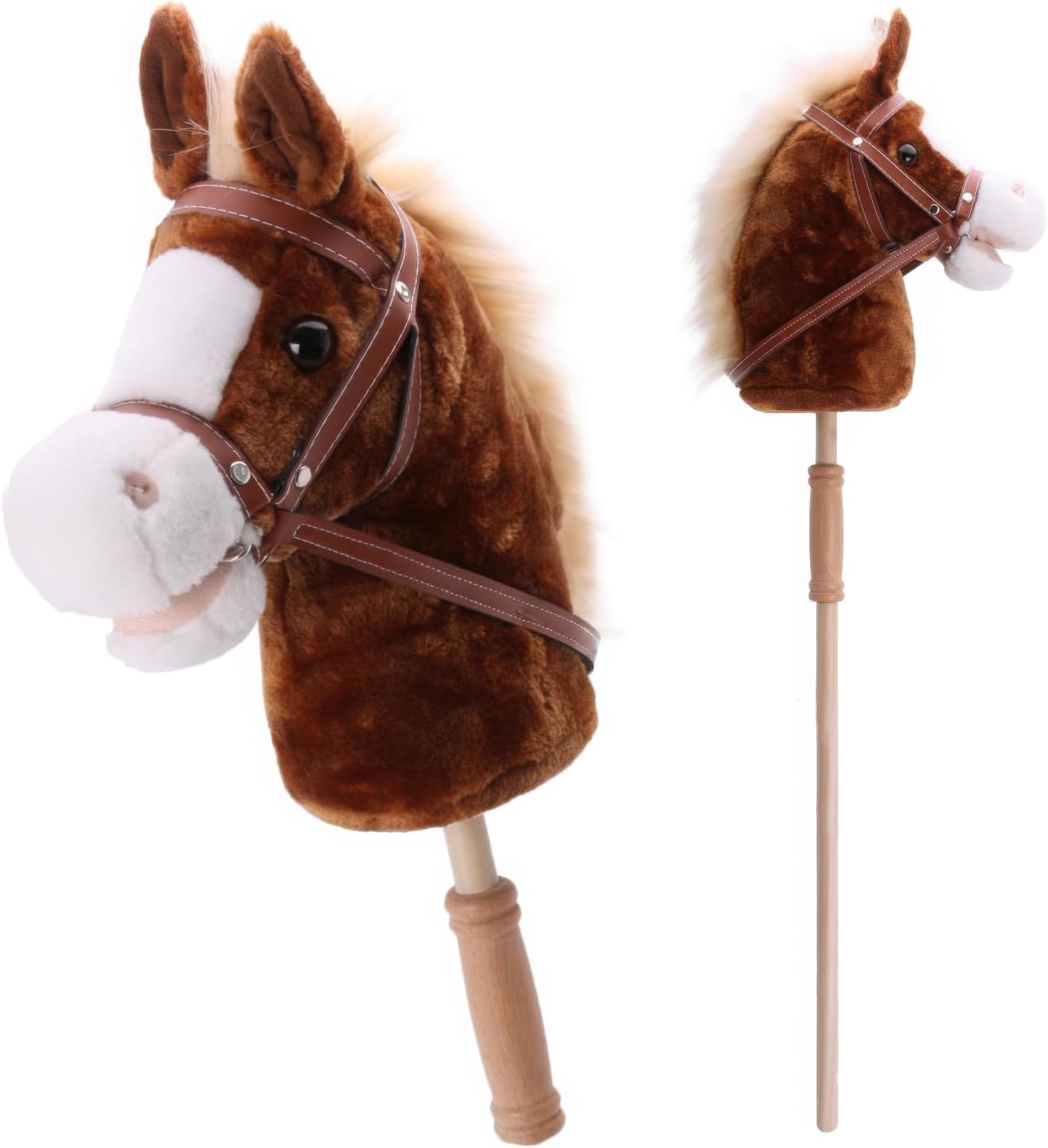 Linzy Toys 35.5" Plush Stick Horse - Funny Hobby Horse with Pony Sound, Soft Rea